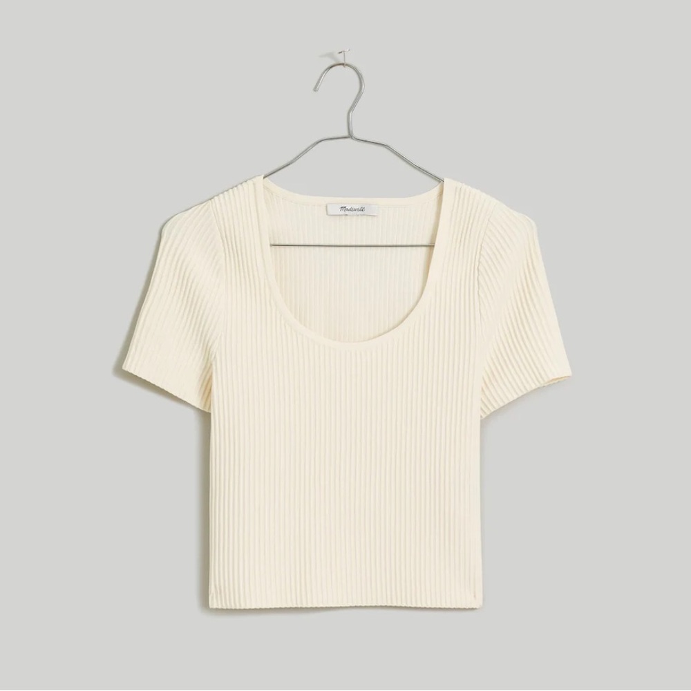 NWT Madewell Ottoman Crop Sweater Tee Ivory - small